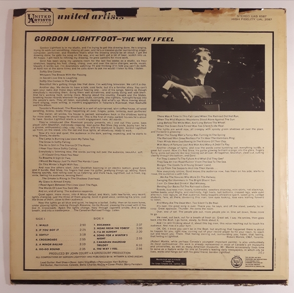 Gordon Lightfoot - The Way I Feel - Vinyl LP Record - Picture 2 of 4